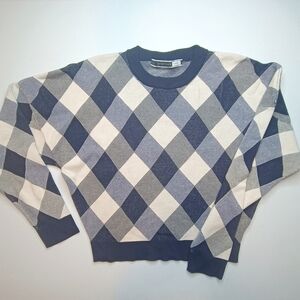 Sportmax Code Cropped Checked Preppy Light Academia Sweater Medium